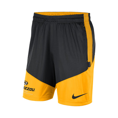 Mizzou Nike® 2022 Sideline Team Issue Oval Tiger Head Black and Gold Shorts