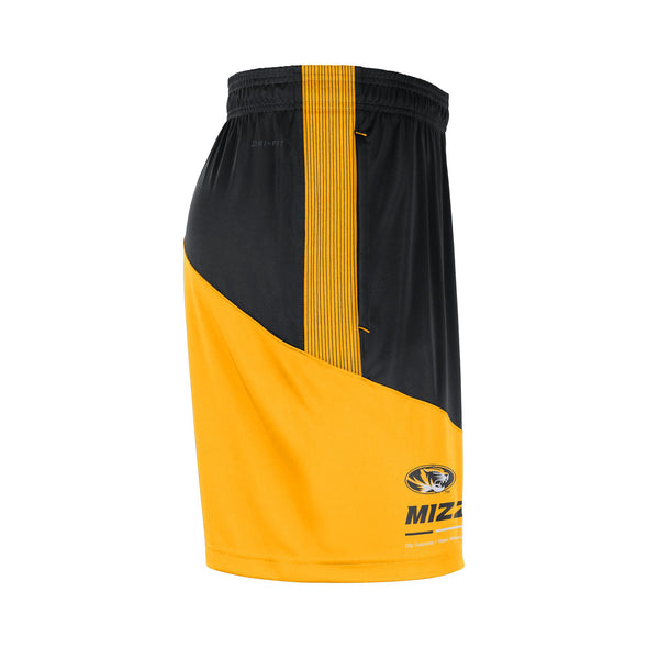 Mizzou Nike® 2022 Sideline Team Issue Oval Tiger Head Black and Gold Shorts