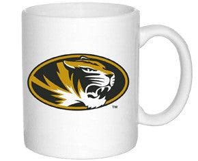 Mizzou Oval Tiger Head White Ceramic Mug