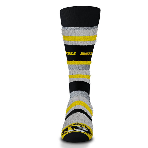 Mizzou Tigers Oval Tiger Head Mountain Stripe Black and Gold Socks