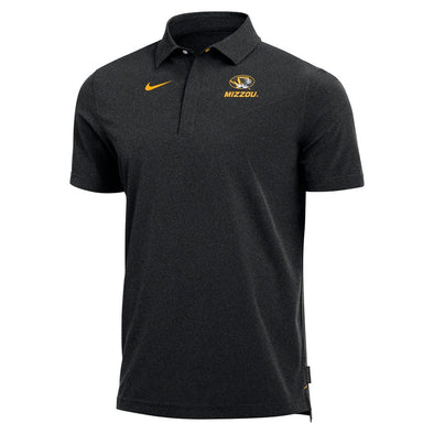 Mizzou Tigers Nike® 2023 Sideline Coaches Dri-Fit Black Oval Tiger Head Polo
