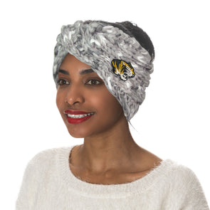 Mizzou Tigers Marled Cable Grey Knit Tiger Head Headband