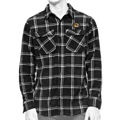 Mizzou Tigers Antigua Micro Fleece Tiger Head Black and White Dress Shirt