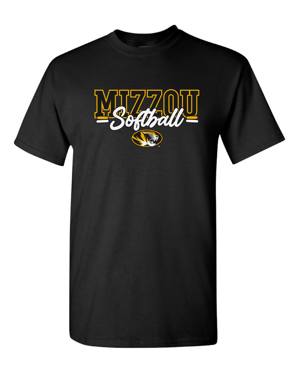 Mizzou Softball 2022 Script Oval Tiger Head Black T-Shirt