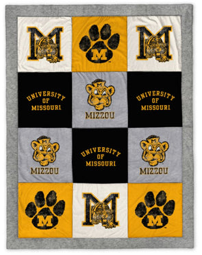 Mizzou Tigers Vault Logo Black and Gold Quilt Blanket