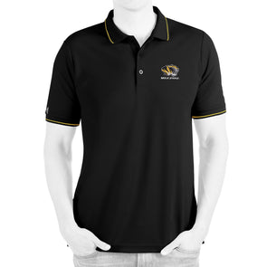 Mizzou Antigua Pique Tiger Head Black Polo