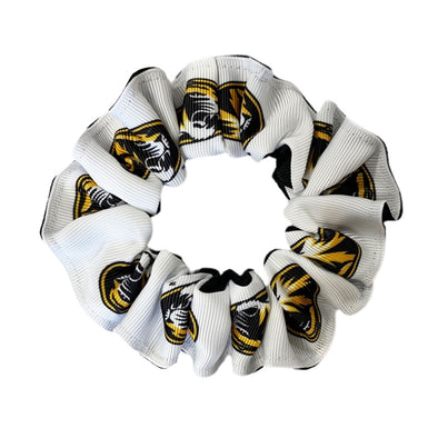 Mizzou Oval Tiger Head White Scrunchie