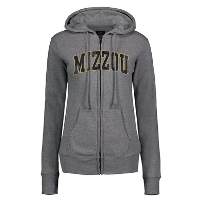 Mizzou Tigers Women's Full Zip Cloud Fleece Grey Hooded Jacket