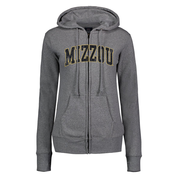 Mizzou Tigers Women's Full Zip Cloud Fleece Grey Hooded Jacket