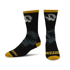 Mizzou Tigers Still Fly Tiger Head Black and Gold Socks