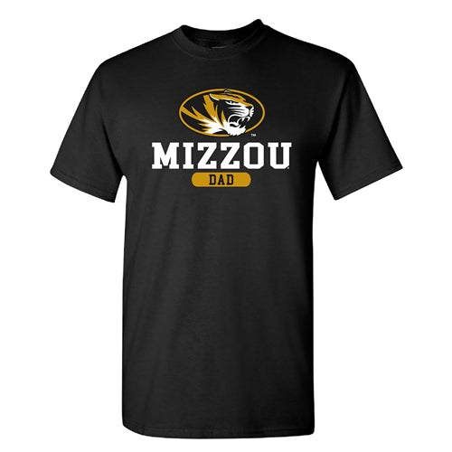 Mizzou Tigers Dad Oval Tiger Head Black T-Shirt