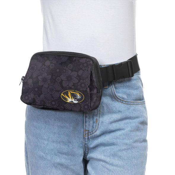 Mizzou Tigers Floral Oval Tiger Head Black Fannypack