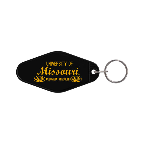 Mizzou Tigers Motel Style Oval Tiger Head Black and Gold Keychain