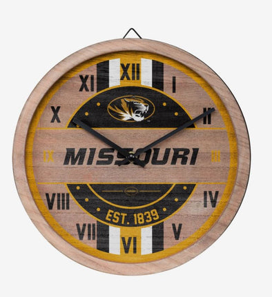 Mizzou Tigers Missouri Barrel Wall Clock with Oval Tiger Head