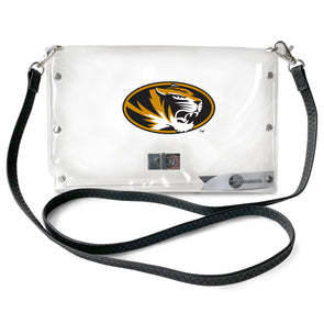Mizzou Game Day Clear  Oval Tiger Head Envelope Purse with Strap