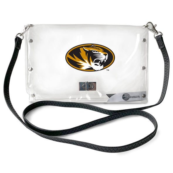 Mizzou Game Day Clear  Oval Tiger Head Envelope Purse with Strap