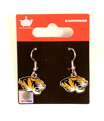 Mizzou Tiger Head Dangle Earrings