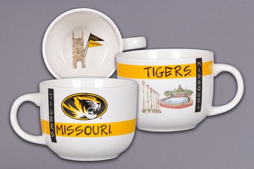Mizzou Tigers Oval Tiger Head Columns Memorial Union Soup Ceramic Mug