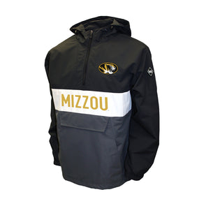 Mizzou Tigers Oval Tiger Head Anorak Pullover Windshirt Black and White Jacket
