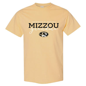 Mizzou Tigers University of Missouri Grandma Script Oval Tiger Head Yellow T-Shirt