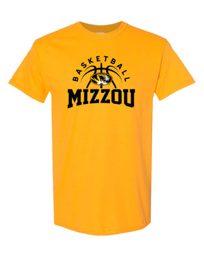 Mizzou Tigers Youth Oval Tiger Head Basketball Gold T-Shirt