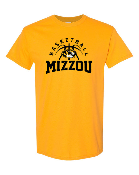Mizzou Tigers Youth Oval Tiger Head Basketball Gold T-Shirt