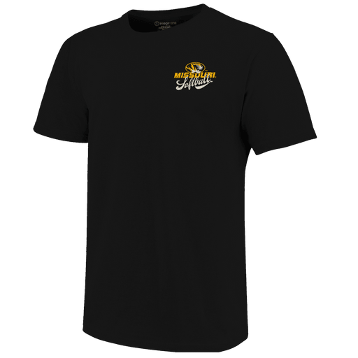 Mizzou Tigers Softball Head Oval Tiger Head Black T-Shirt