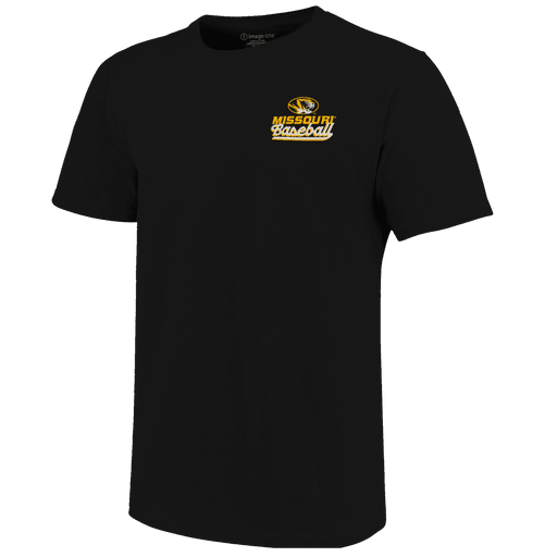 Mizzou Tigers Baseball Head Player Oval Tiger Head Black T-Shirt