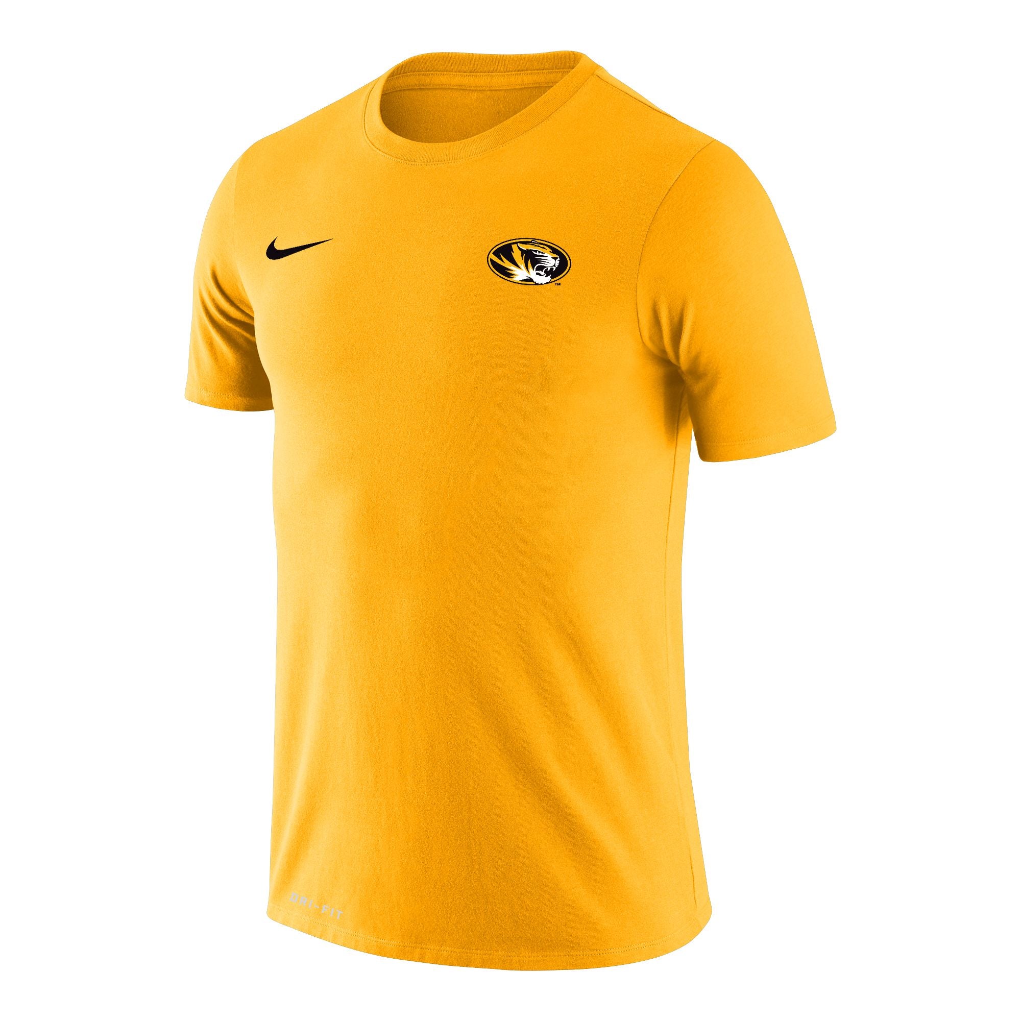 Mizzou Tigers Nike® 2023 Dri-Fit Oval Tiger Head Gold T-Shirt 