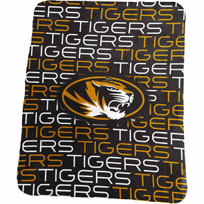 Mizzou Oval Tiger Head Classic Black Fleece Blanket