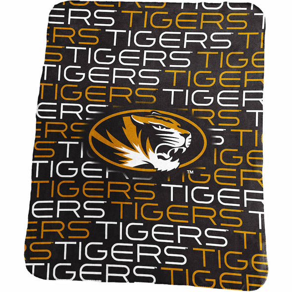 Mizzou Oval Tiger Head Classic Black Fleece Blanket