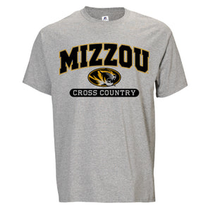 Mizzou Cross Country Grey Short Sleeve Crew Neck T-Shirt