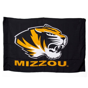 Mizzou Tiger Head Black Flag with Sleeve