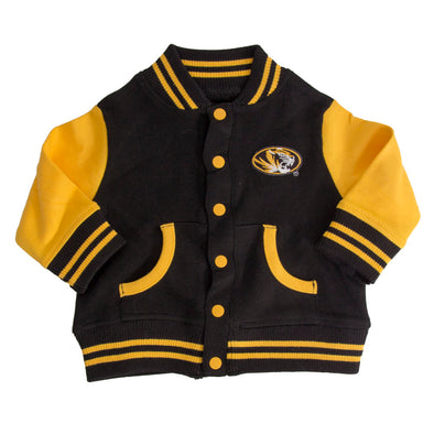 Mizzou Infant/Toddler Black and Gold Oval Tiger Head Varsity Jacket