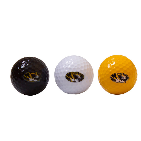 Mizzou Tiger Head Golf Balls Set of 3